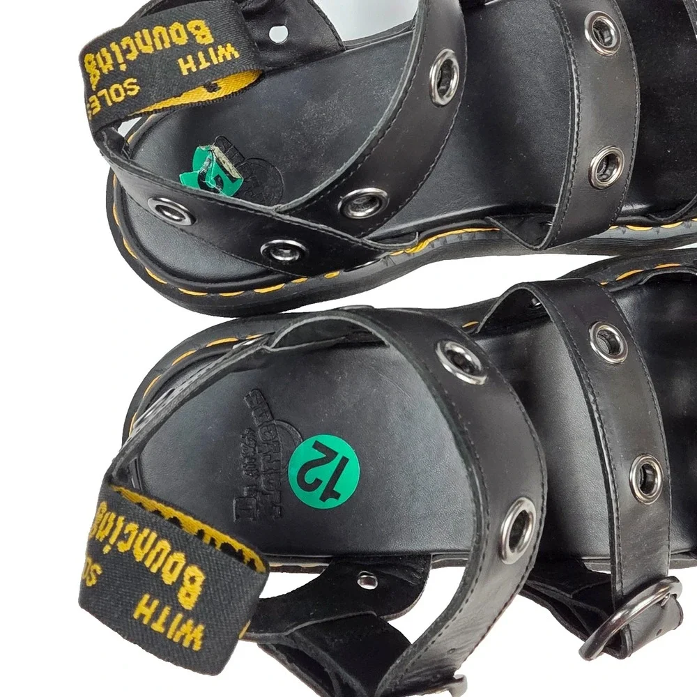 Dr‎ Martens Gryphon Grommet Hardware Black Leather Sandal Size 13